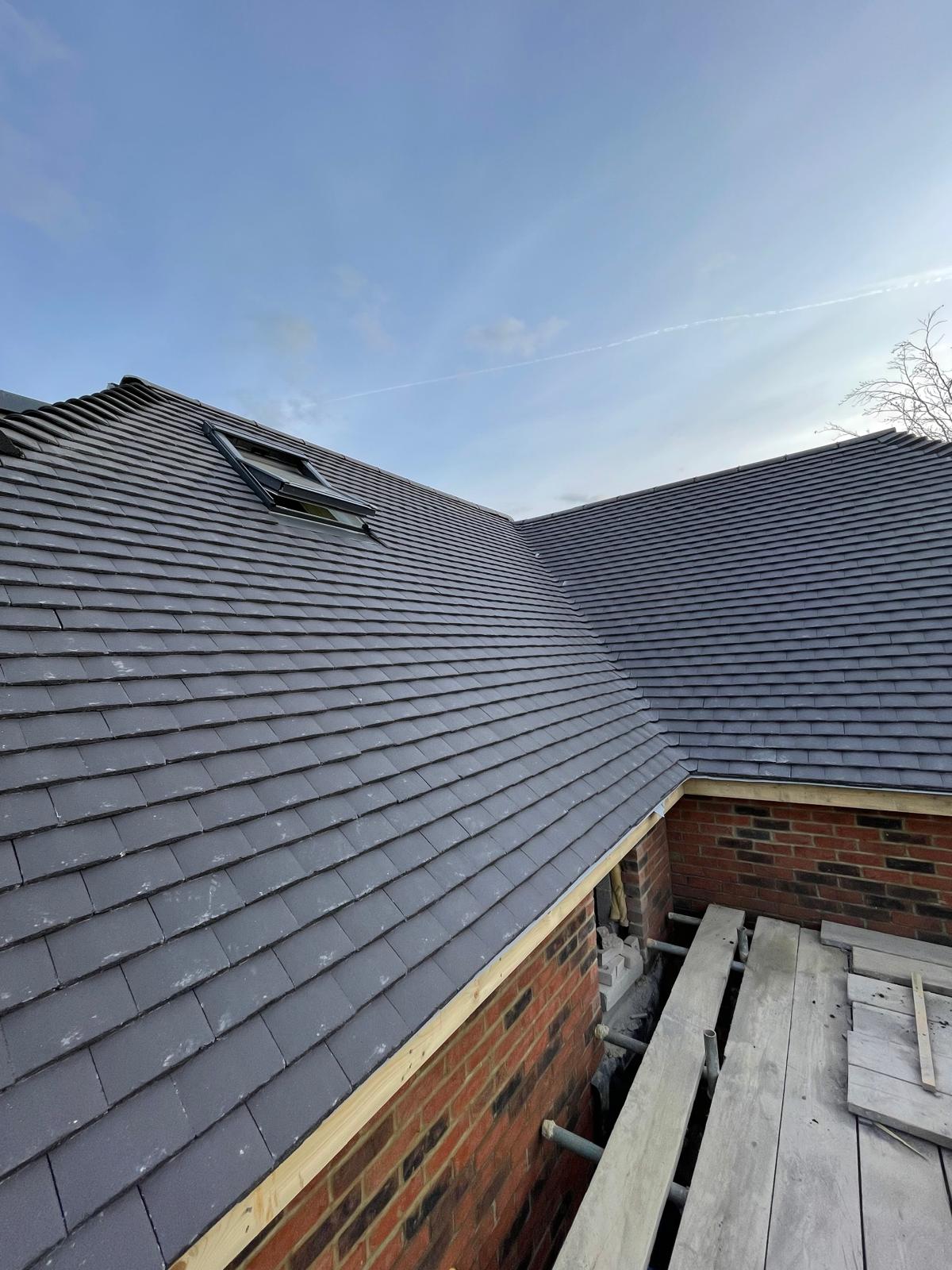 Modern slate roof installation