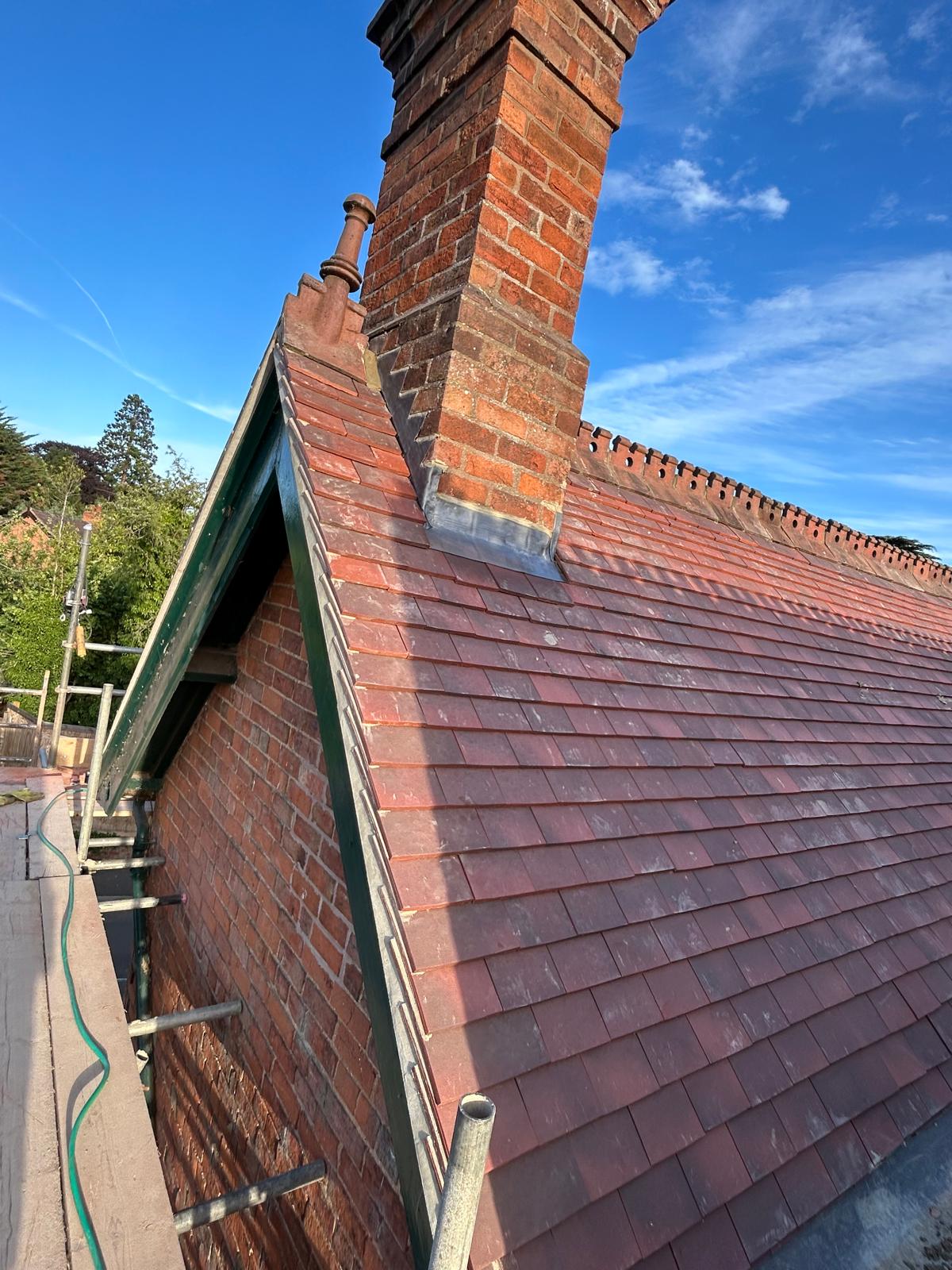 Roof restoration work in progress